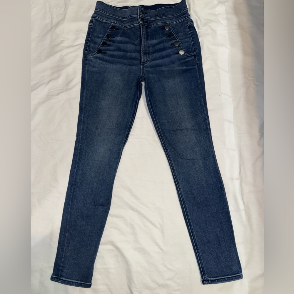 Express Blue High Rise Jeans with Contrast Stitching